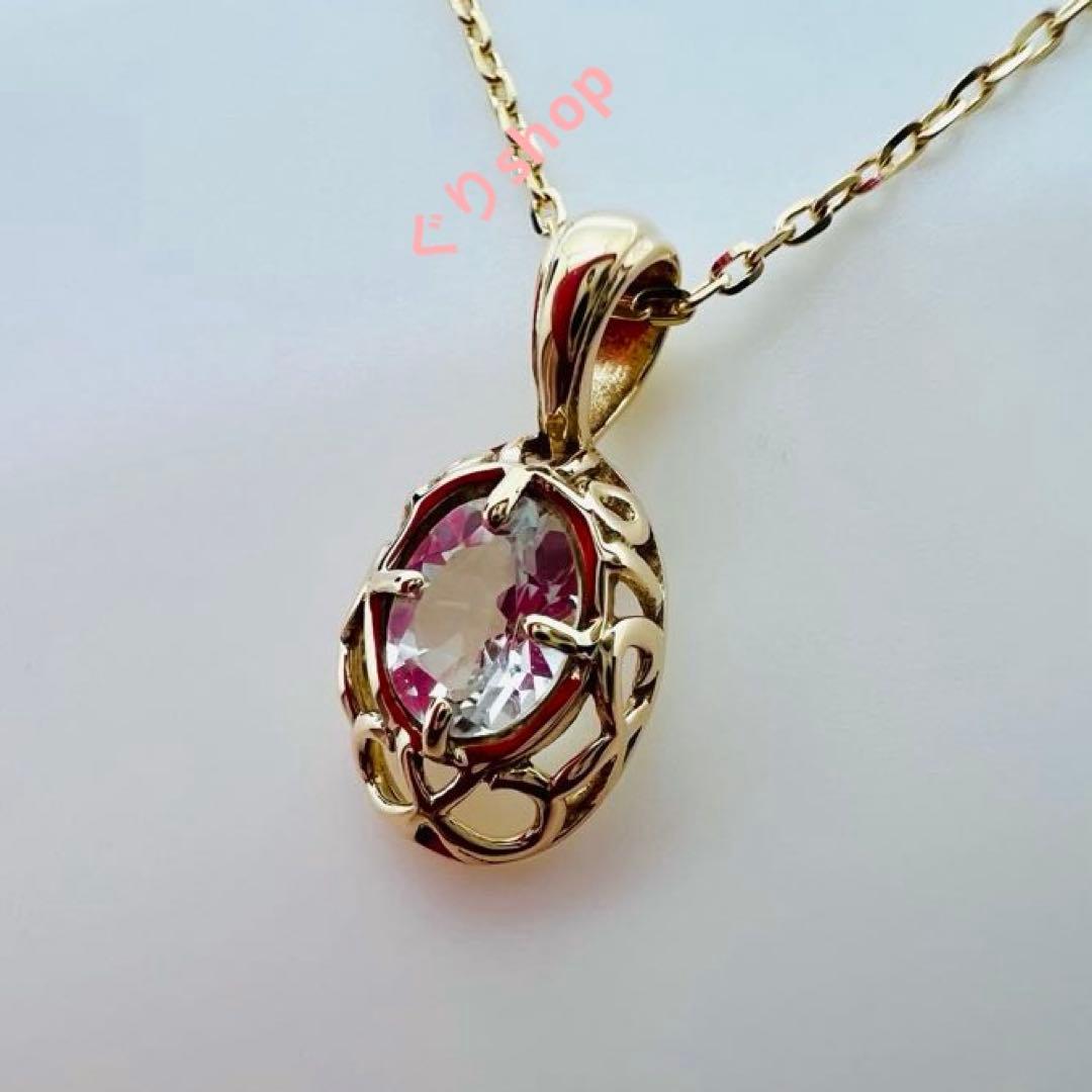 Agete K10 YG11 necklace with a 7.7mm by 5.7mm topaz gemstone on a 40cm gold chain