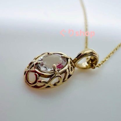 Agete K10 YG11 necklace with a 7.7mm by 5.7mm topaz gemstone on a 40cm gold chain