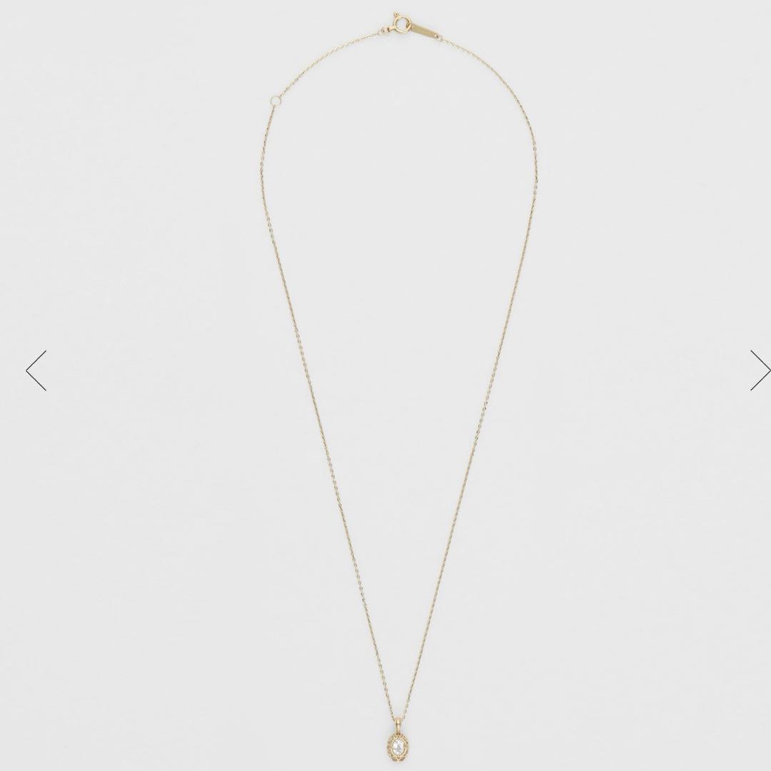 Agete K10 YG11 necklace with a 7.7mm by 5.7mm topaz gemstone on a 40cm gold chain