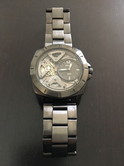 FOSSIL 自動巻き時計 スケルトン ブラック Automatic Men's Watch — Japanese