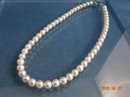 Akoya pearl necklace featuring 7.5-8 mm pearls on a 43 cm strand with silver one-touch clasp