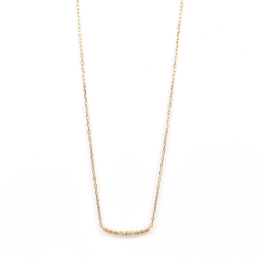 Agete yellow gold necklace with 9 diamonds pendant approximately 16.8 mm wide and 40 cm chain length