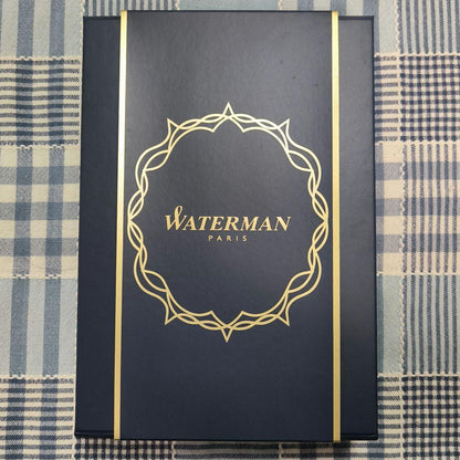 Waterman ballpoint pen set in matte black and gold with pen case and original packaging
