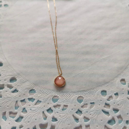Agete gold necklace and ring set with coral and rutile quartz, ring size 11, new unused condition