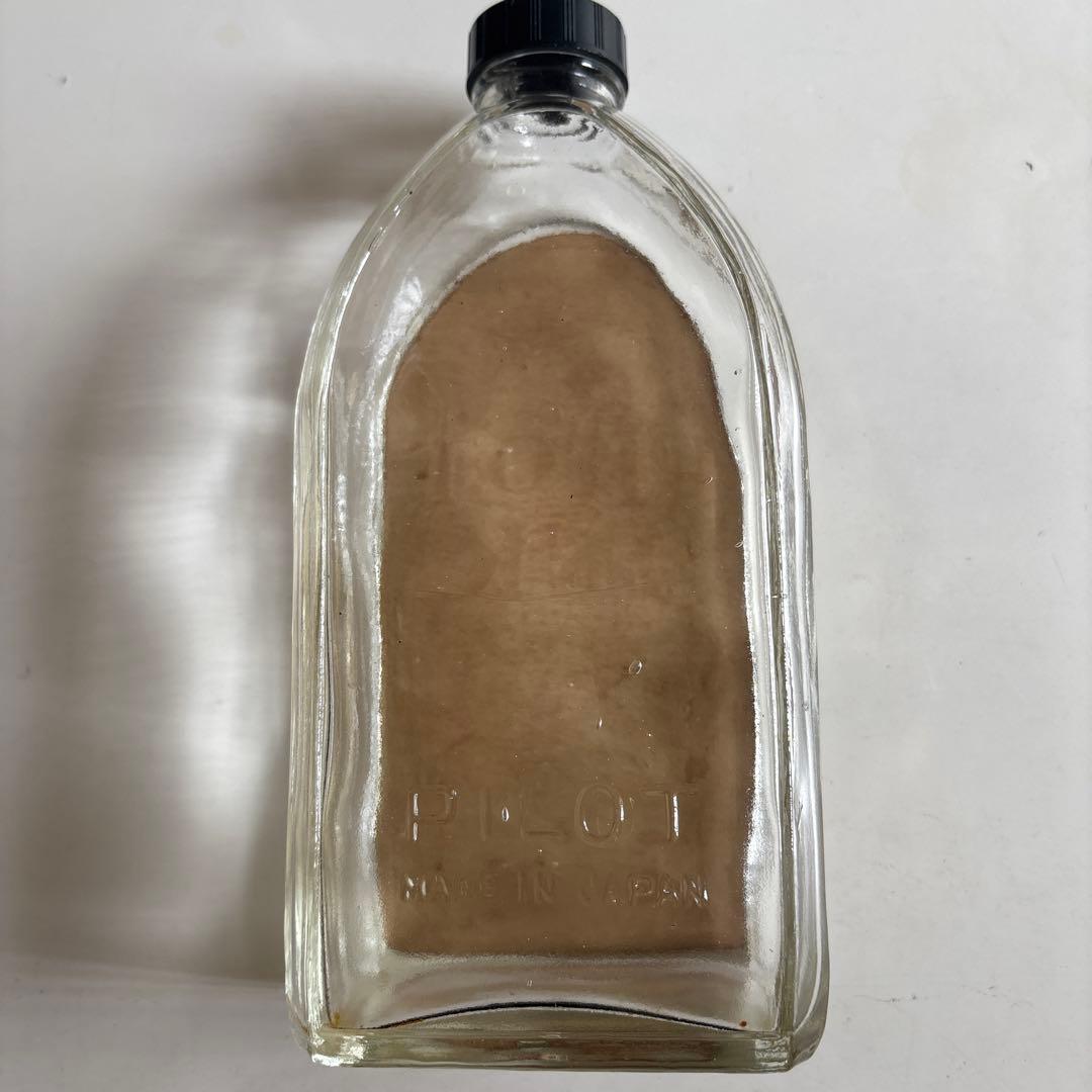 PILOT vintage glass ink bottle 24oz empty transparent glass bottle with Japanese design