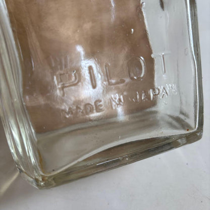PILOT vintage glass ink bottle 24oz empty transparent glass bottle with Japanese design