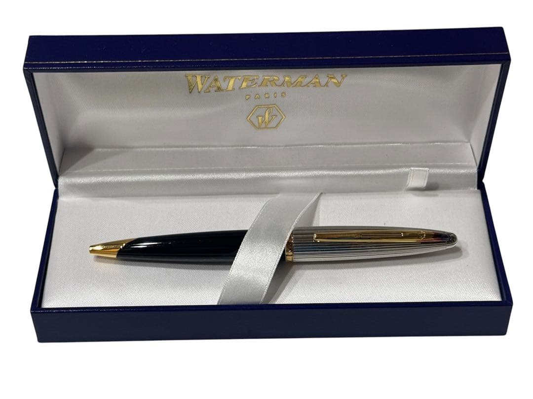 Waterman Paris Carene Deluxe Black and SilverGT fountain pen with dedicated case on white background