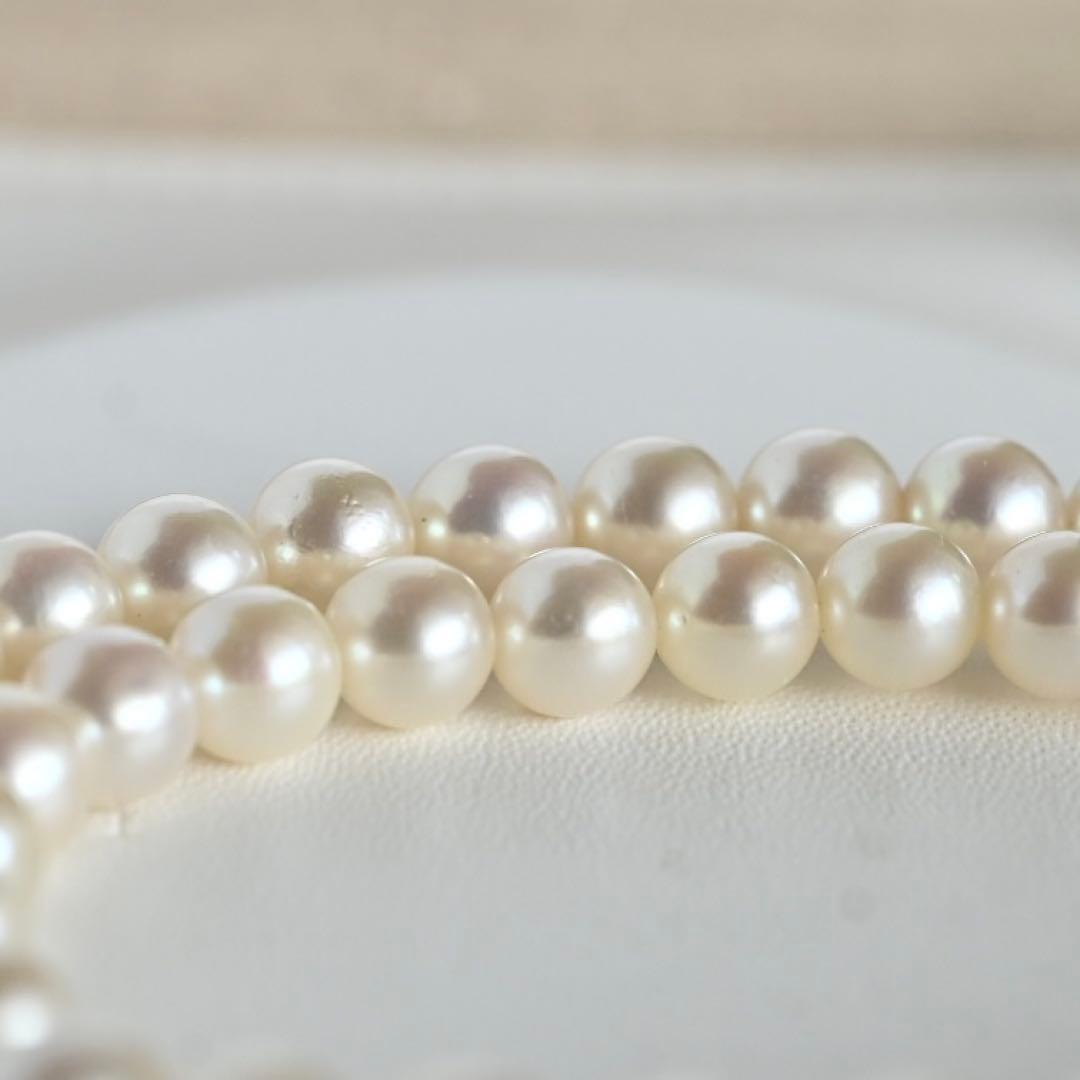 Premium Mikimoto Akoya pearl necklace with 6.3-6.7 mm round pearls and flower pearl grade in 42.5 cm length