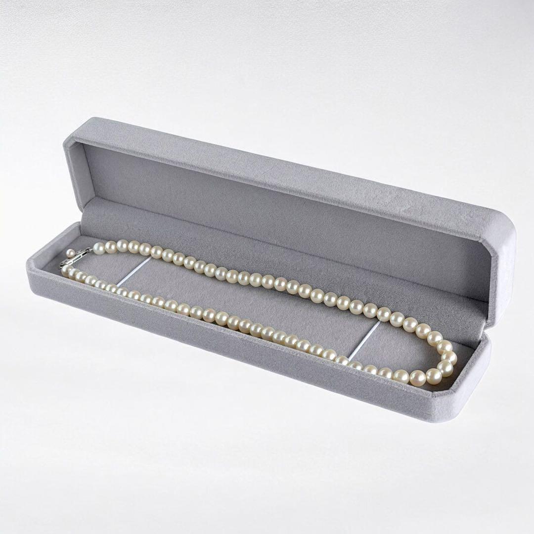 Premium Mikimoto Akoya pearl necklace with 6.3-6.7 mm round pearls and flower pearl grade in 42.5 cm length