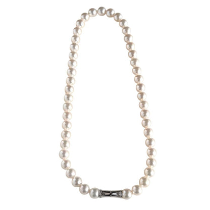 Premium Mikimoto Akoya pearl necklace with 6.3-6.7 mm round pearls and flower pearl grade in 42.5 cm length