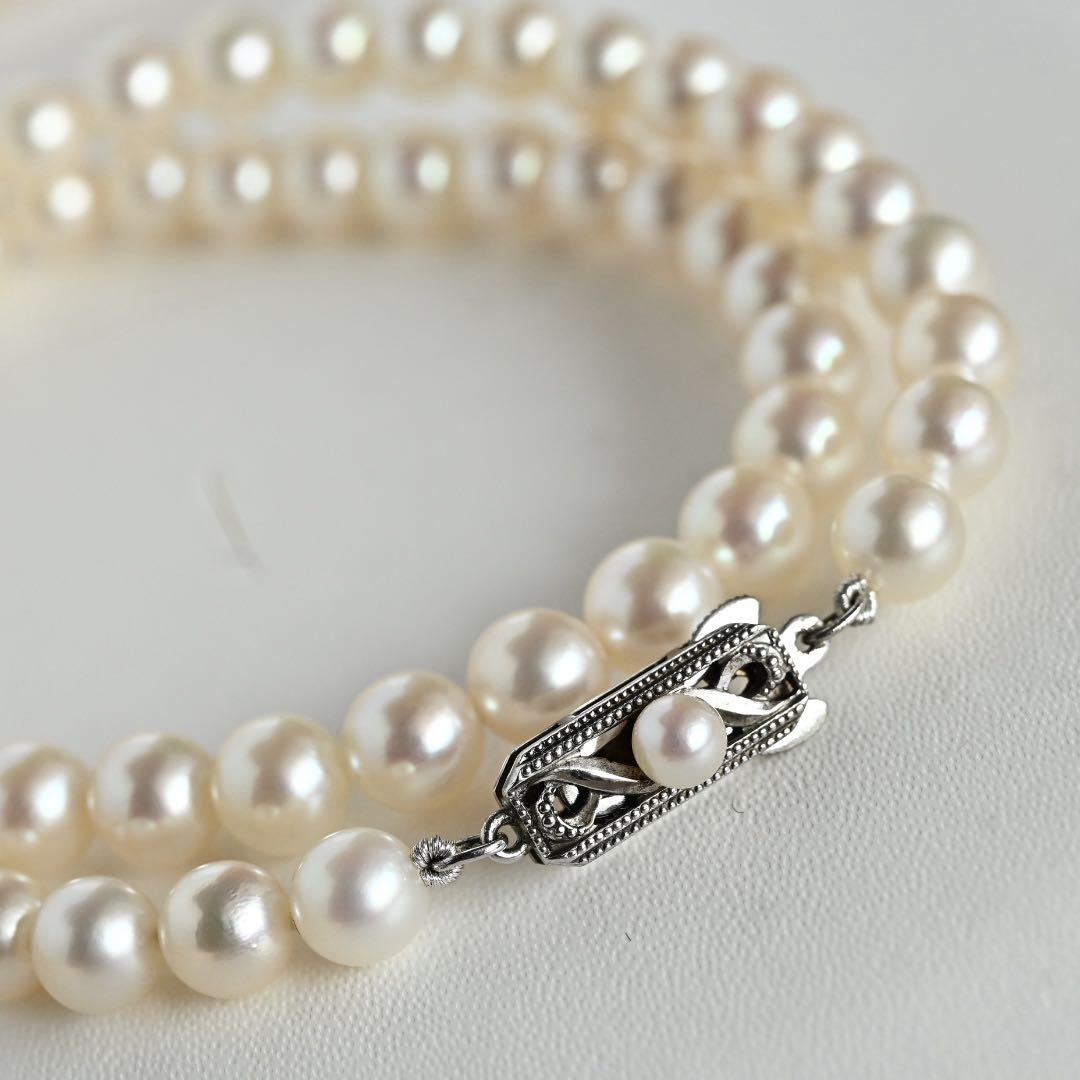 Premium Mikimoto Akoya pearl necklace with 6.3-6.7 mm round pearls and flower pearl grade in 42.5 cm length