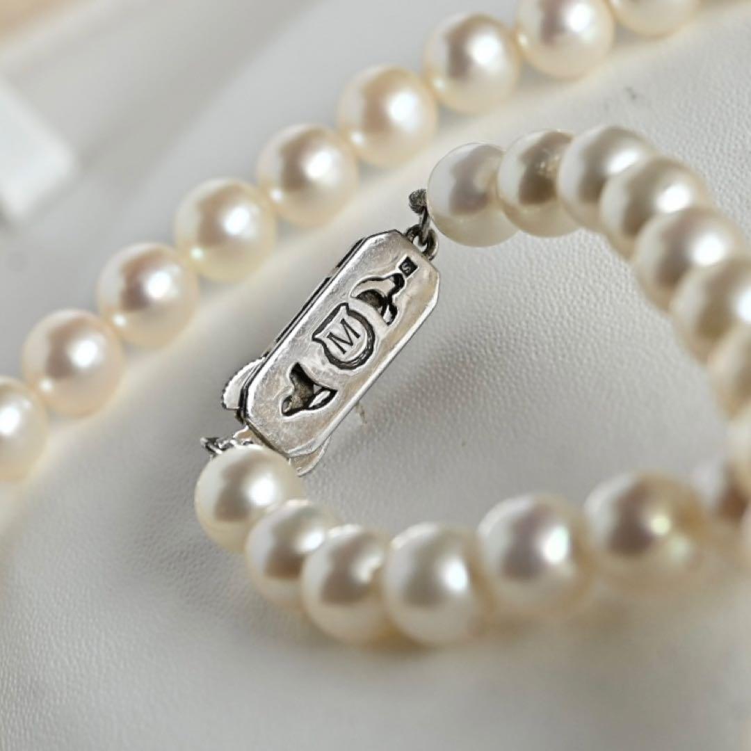 Premium Mikimoto Akoya pearl necklace with 6.3-6.7 mm round pearls and flower pearl grade in 42.5 cm length