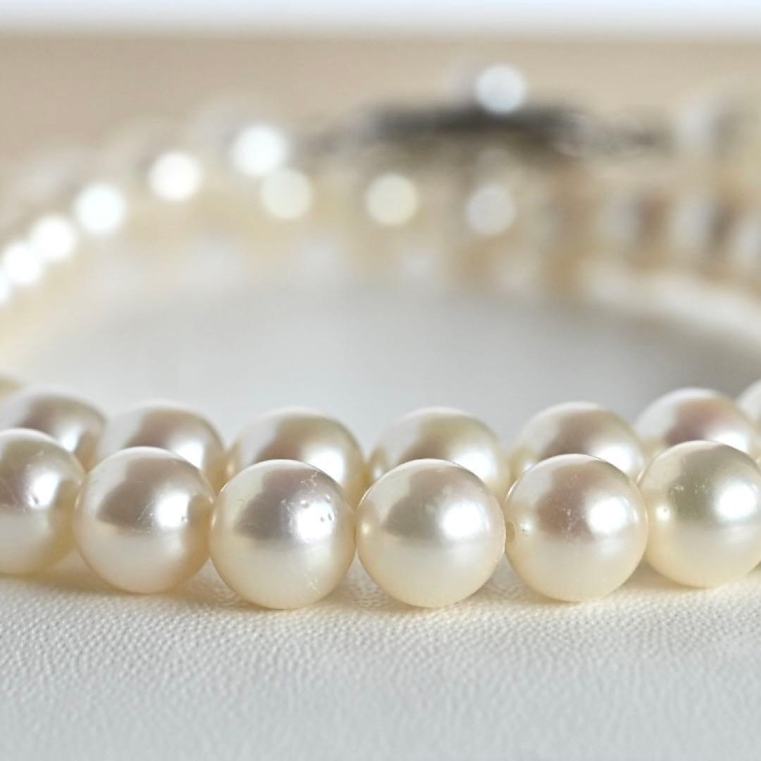 Premium Mikimoto Akoya pearl necklace with 6.3-6.7 mm round pearls and flower pearl grade in 42.5 cm length