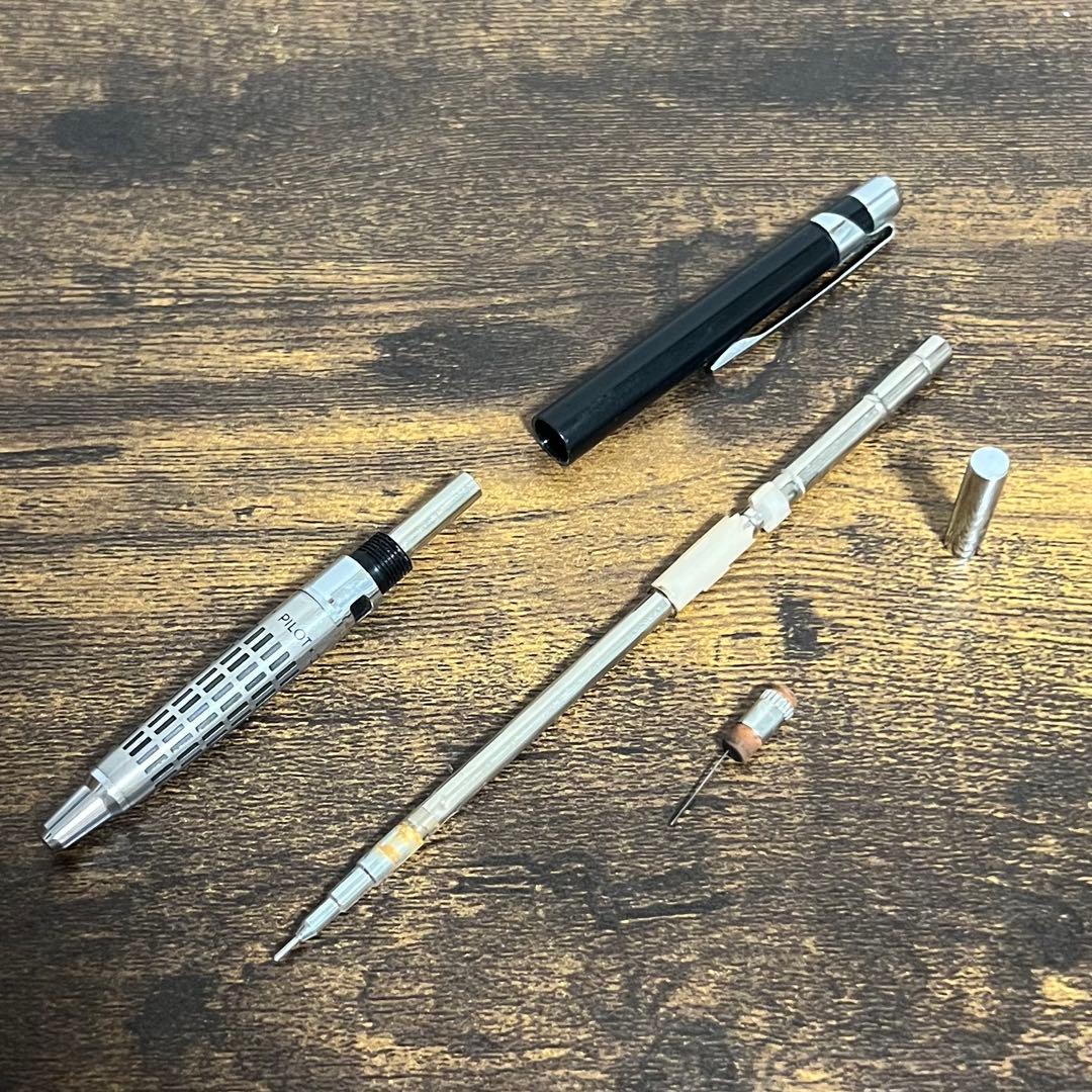Discontinued PILOT Hi-Mecha Holder H-2005 mechanical pencil 0.5mm showing worn HB inscription and clear markings