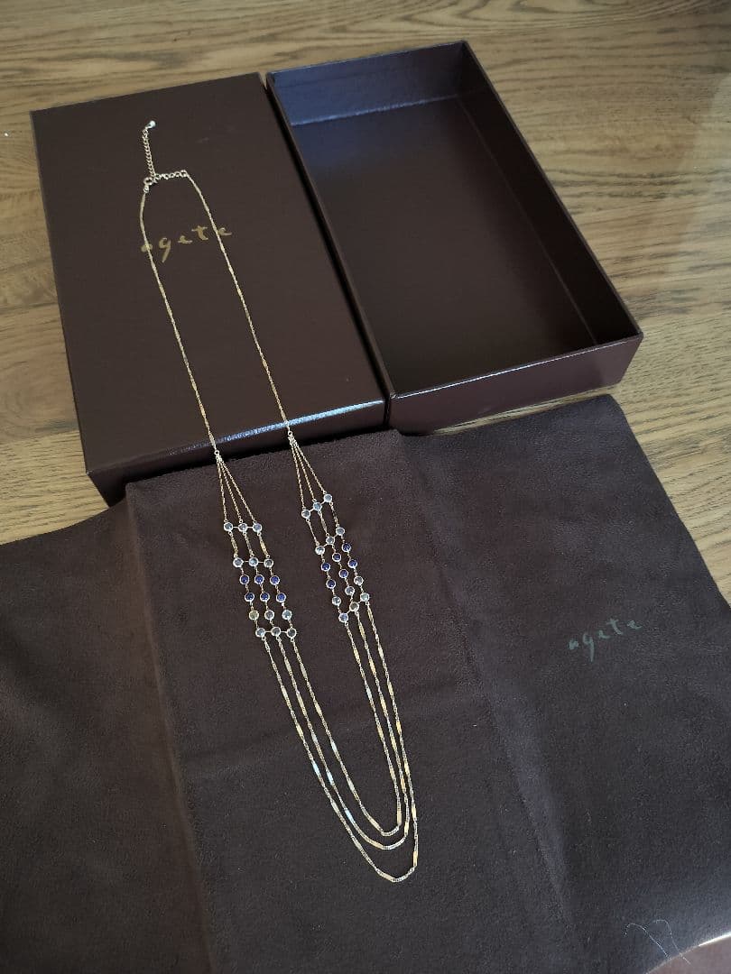 Agete Dreamy Dreamy Long Necklace with 70 cm three-strand 10K gold chain and 36 stones