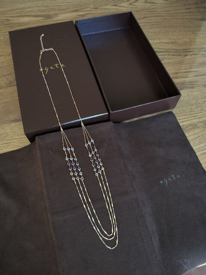 Agete Dreamy Dreamy Long Necklace with 70 cm three-strand 10K gold chain and 36 stones