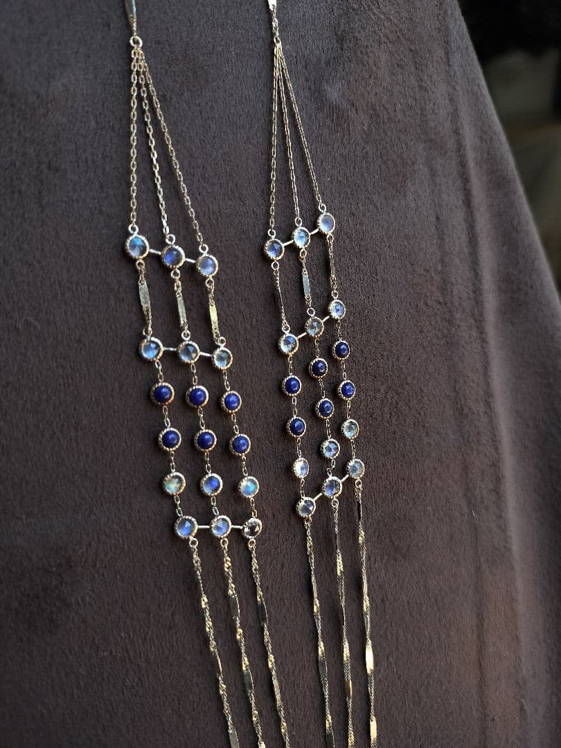 Agete Dreamy Dreamy Long Necklace with 70 cm three-strand 10K gold chain and 36 stones