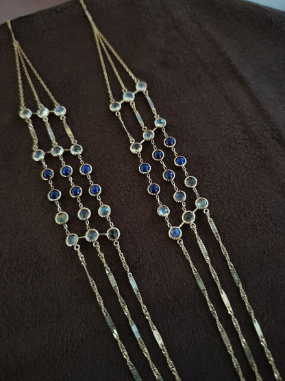 Agete Dreamy Dreamy Long Necklace with 70 cm three-strand 10K gold chain and 36 stones