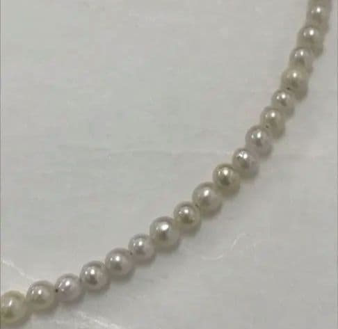 Akoya pearl baby necklace with small round pearls measuring 3.5 to 3.9mm on a 42cm chain