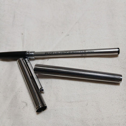 Pilot Ro-Lai ballpoint pen with metal body, engraved stripes, and logo clip