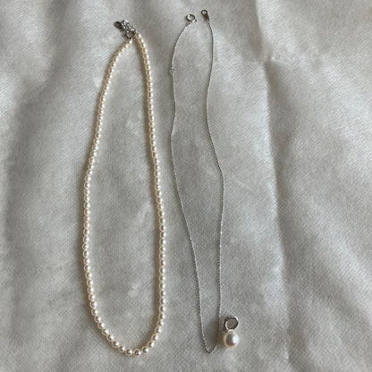 Tasaki freshwater pearl chain necklace with Akoya pearl and diamond top in 18K gold