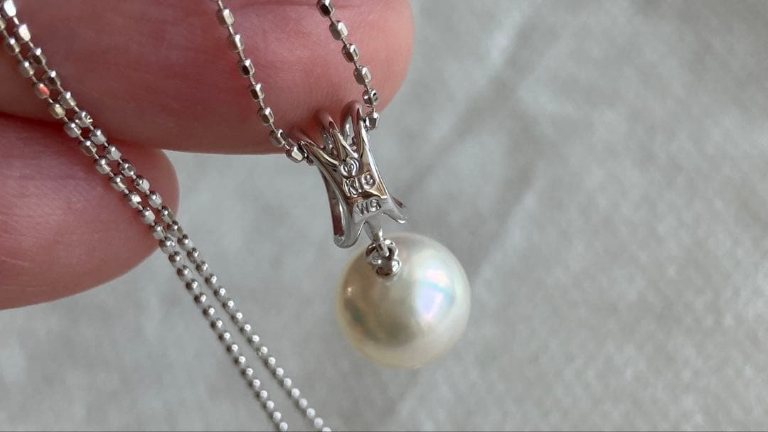 Tasaki freshwater pearl chain necklace with Akoya pearl and diamond top in 18K gold