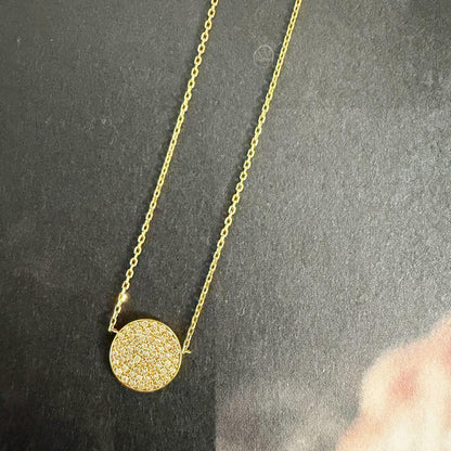 Agete K18 18 karat gold necklace with 0.11ct diamond pave detailing and certificate box