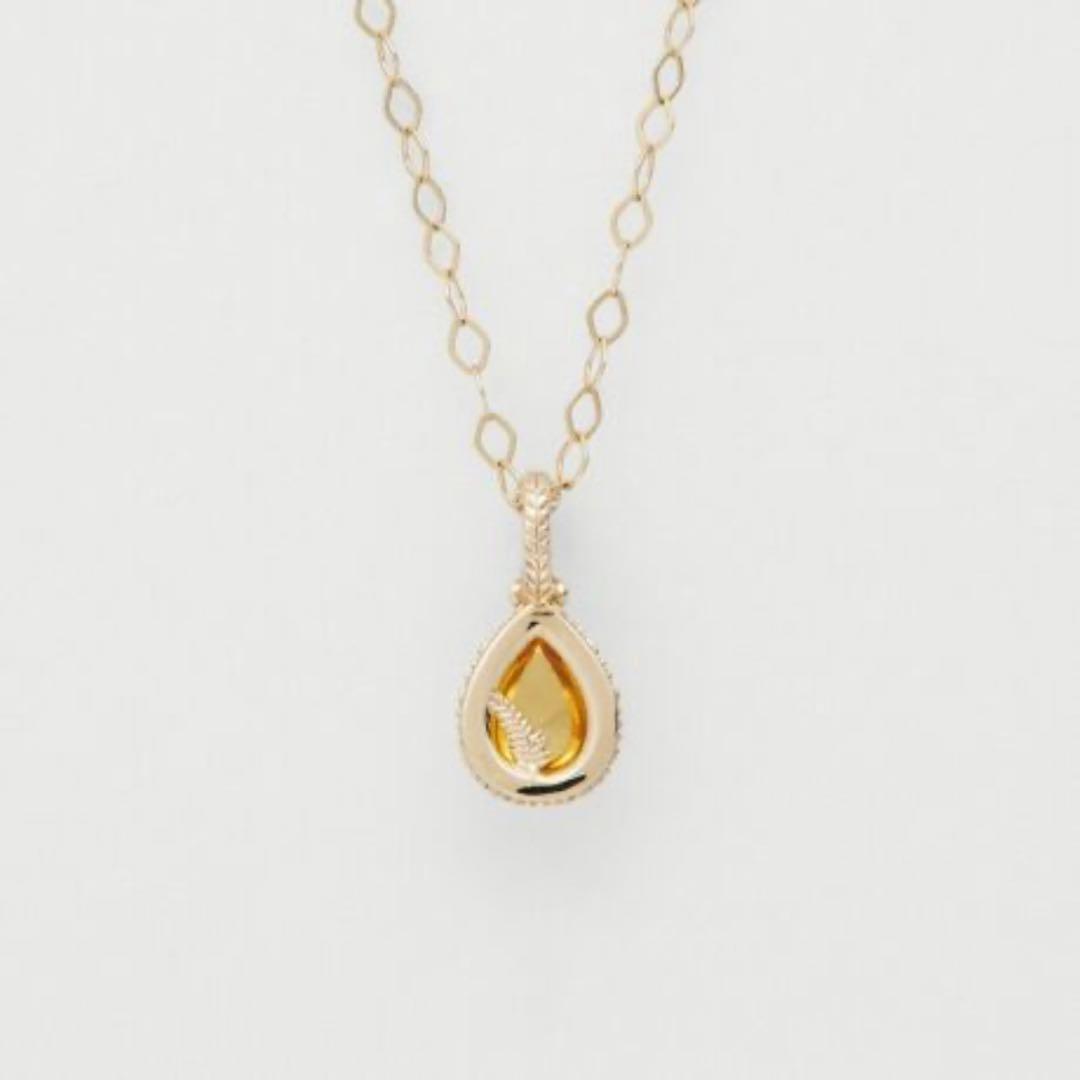 agete K10 Amber Necklace with 40 cm chain featuring warm amber pendant