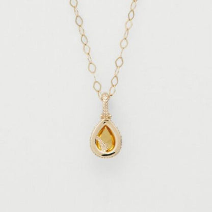 agete K10 Amber Necklace with 40 cm chain featuring warm amber pendant