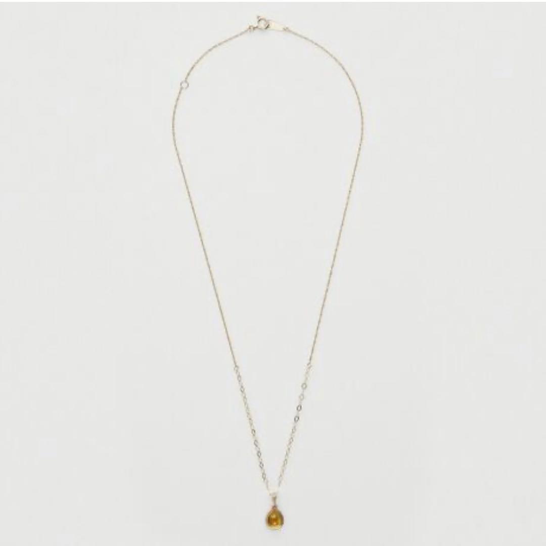 agete K10 Amber Necklace with 40 cm chain featuring warm amber pendant