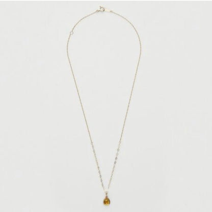 agete K10 Amber Necklace with 40 cm chain featuring warm amber pendant