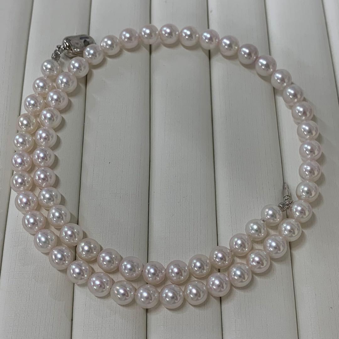 Kuro Pearl Necklace featuring 6.5-7mm Aurora Rose Akoya Pearls with silver clasp on a 43cm chain