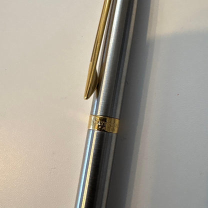Waterman Metropolitan Ballpoint Pen Essential with gold and silver stainless steel body and 23 karat gold plated trim