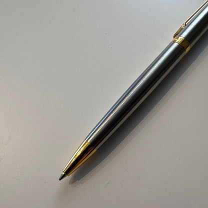 Waterman Metropolitan Ballpoint Pen Essential with gold and silver stainless steel body and 23 karat gold plated trim