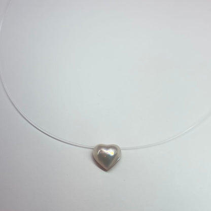Tasaki K18WG Heart Mabe Pearl Necklace with 40 cm chain and white gold setting