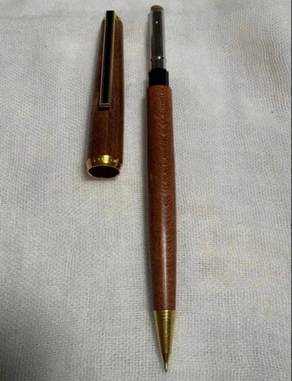 PILOT 0.5 CUSTOM mechanical pencil made with Japanese Zelkova wood shown from side angle