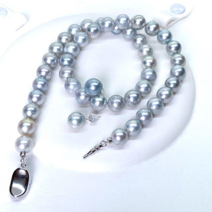 Ockyo Pearl Necklace and Earrings set featuring 8.5-9mm pearls and a 42cm necklace
