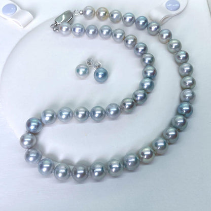 Ockyo Pearl Necklace and Earrings set featuring 8.5-9mm pearls and a 42cm necklace