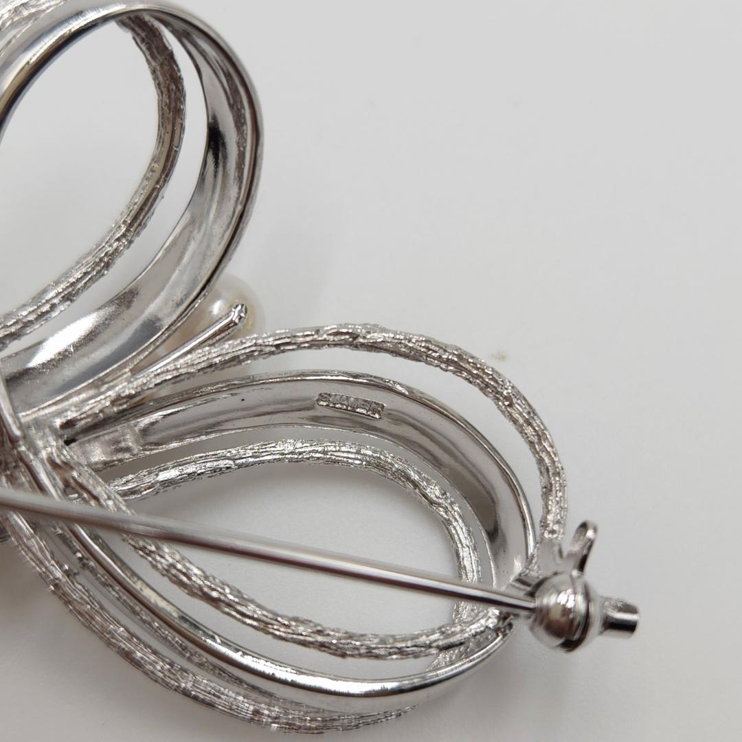 Set of 3 Akoya pearl brooches with white 6-7mm pearls and silver925 metal