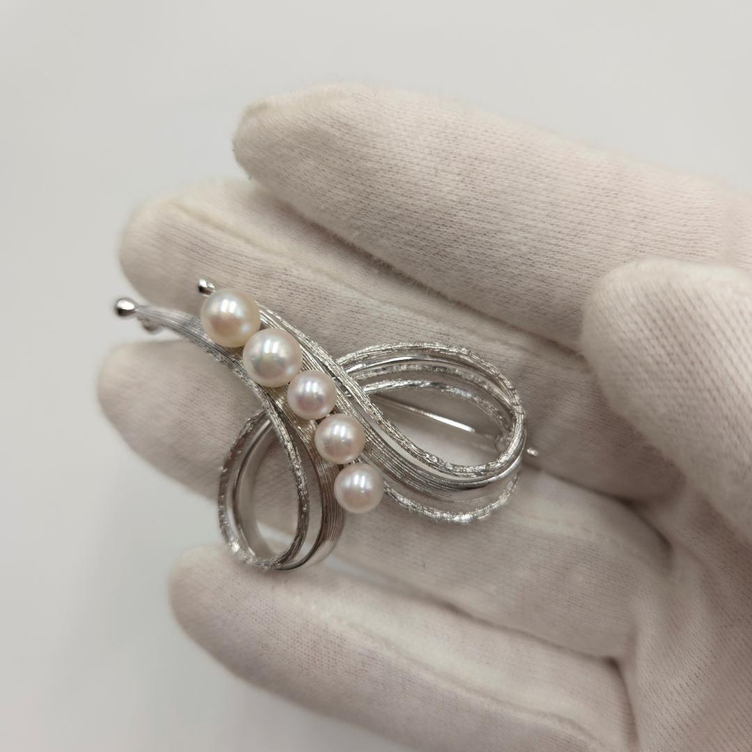 Set of 3 Akoya pearl brooches with white 6-7mm pearls and silver925 metal