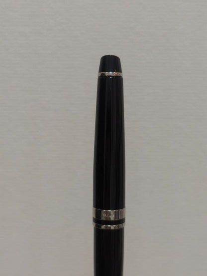 Waterman black and silver ballpoint pen with oil-based ink in a protective case with instruction manual
