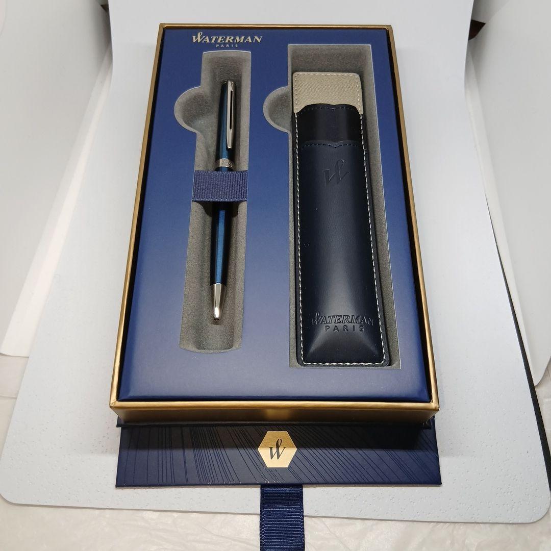 WATERMAN Metropolitan ES Blue CTBP ballpoint pen with sleek blue barrel and silver accents