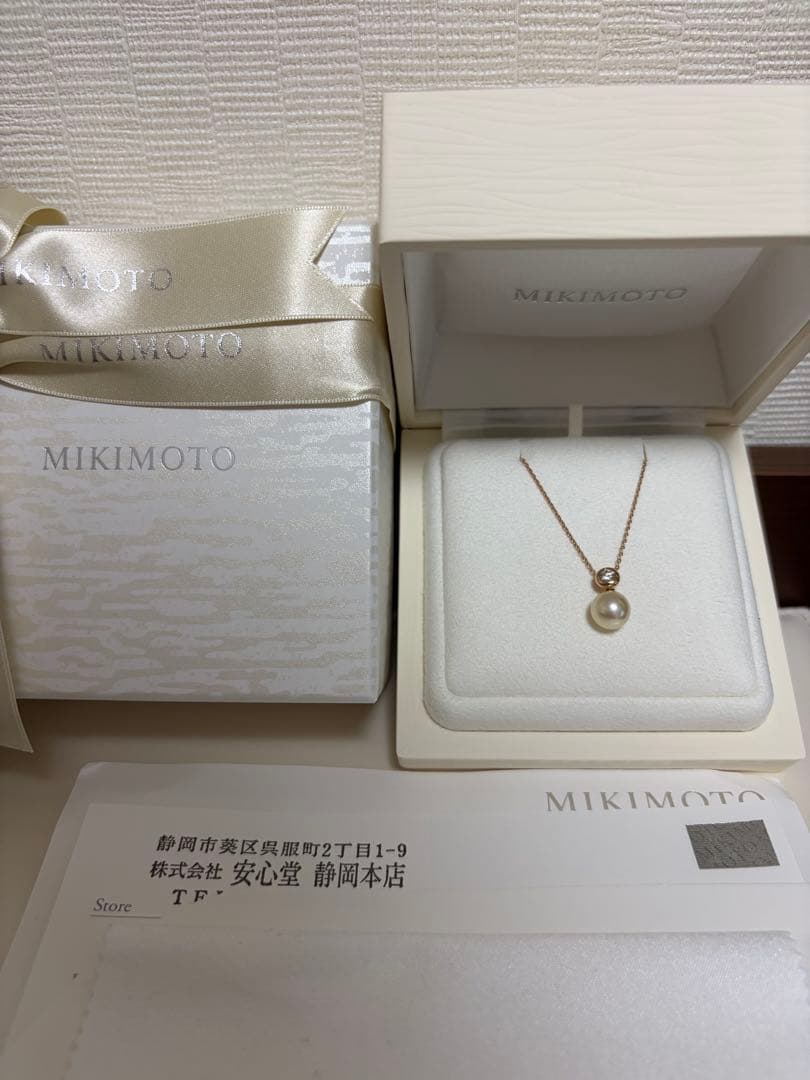 Law Pearl Diamond Pendant Necklace with 7.75mm pearl and diamond set in K18 rose gold
