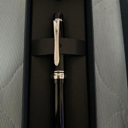 PILOT CUSTOM HERITAGE91 black ballpoint pen with its dedicated case on a white background