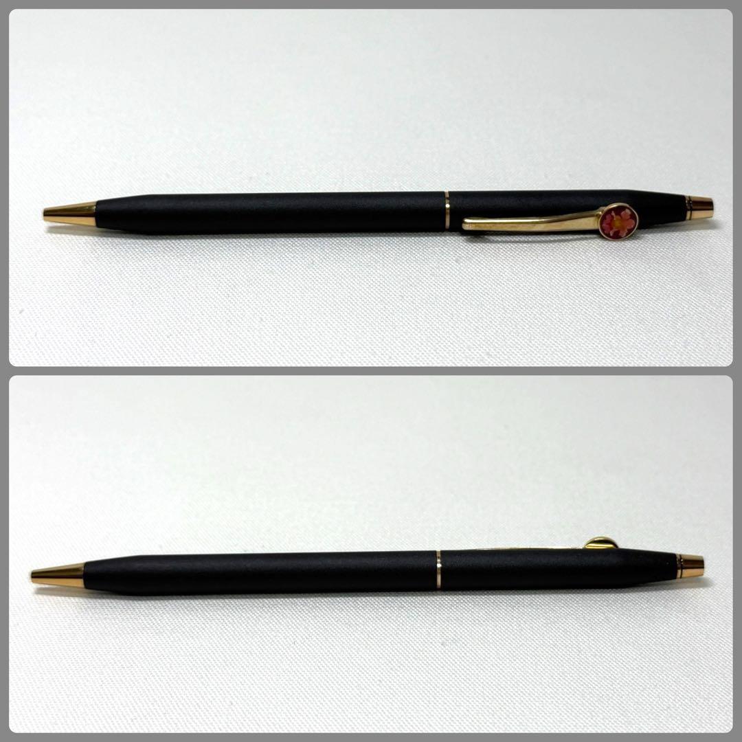 CROSS CLASSIC BLACK ballpoint pen with flower pattern and original box, blue ink, 13.4 cm length