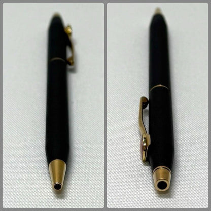 CROSS CLASSIC BLACK ballpoint pen with flower pattern and original box, blue ink, 13.4 cm length