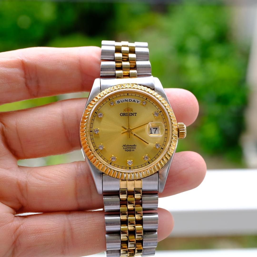 ORIENT President Day Date Gold Automatic Men's Watch — Japanese