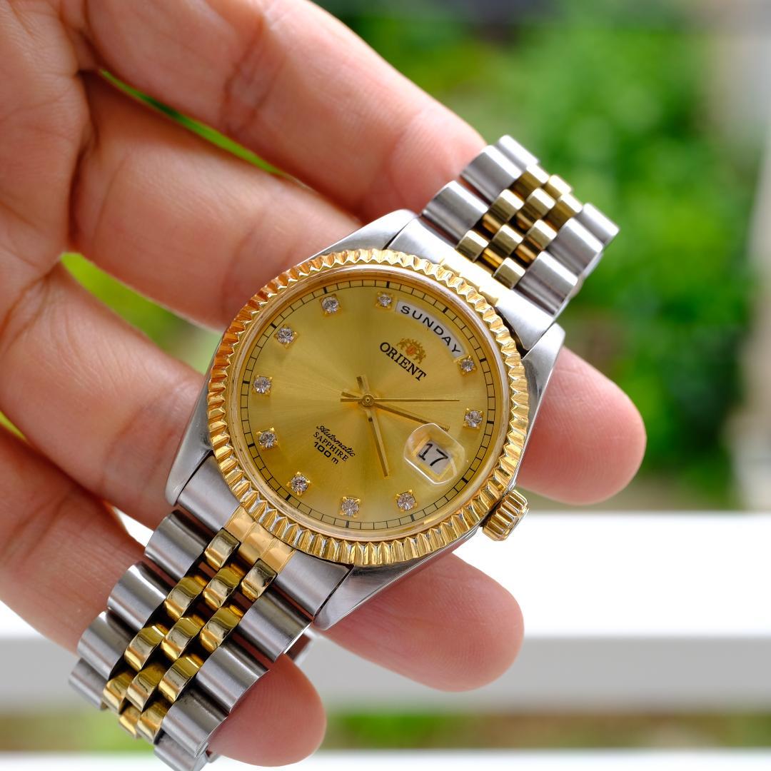 ORIENT President Day Date Gold Automatic Men's Watch — Japanese