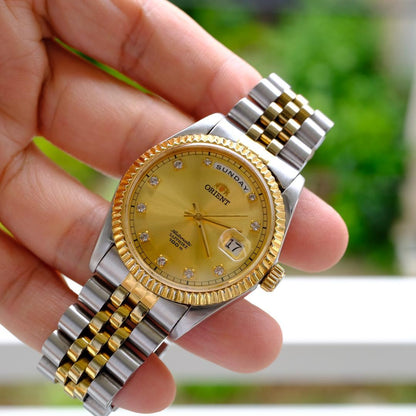ORIENT President Day Date Gold Automatic Men's Watch — Japanese