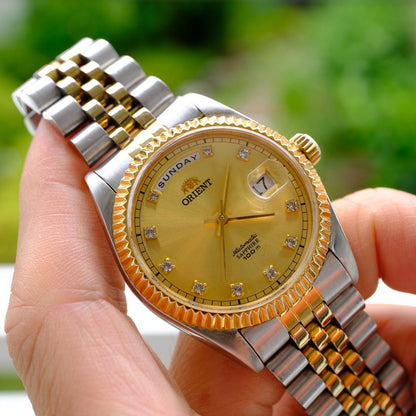 ORIENT President Day Date Gold Automatic Men's Watch — Japanese